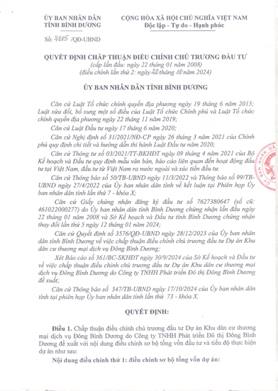 Hình ảnh phê duyệt Chấp thuận chủ trương đầu tư và giao đất dự án Đông Bình Dương