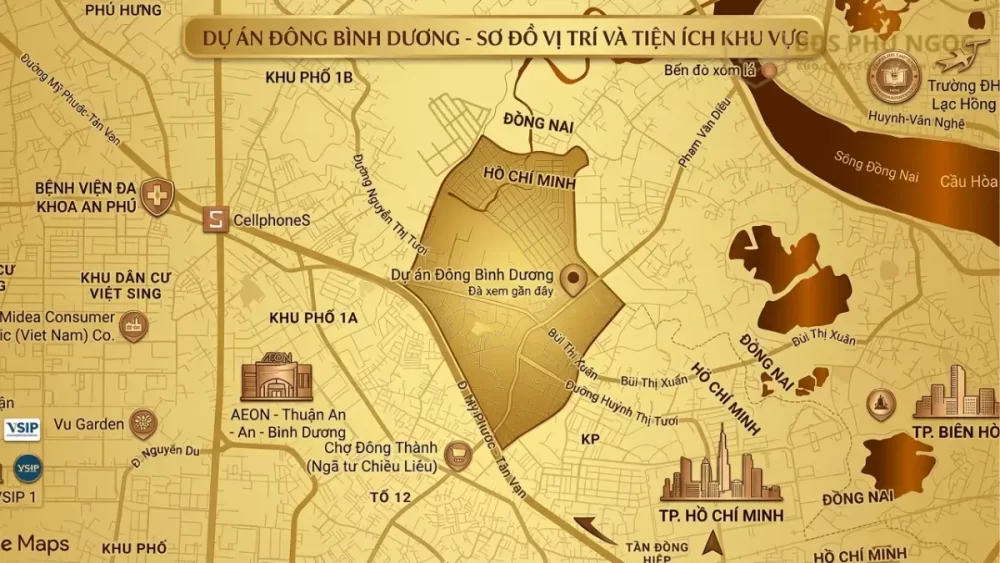 Vị trí dự án Đông Bình Dương trên trục đường Nguyễn Thị Minh Khai