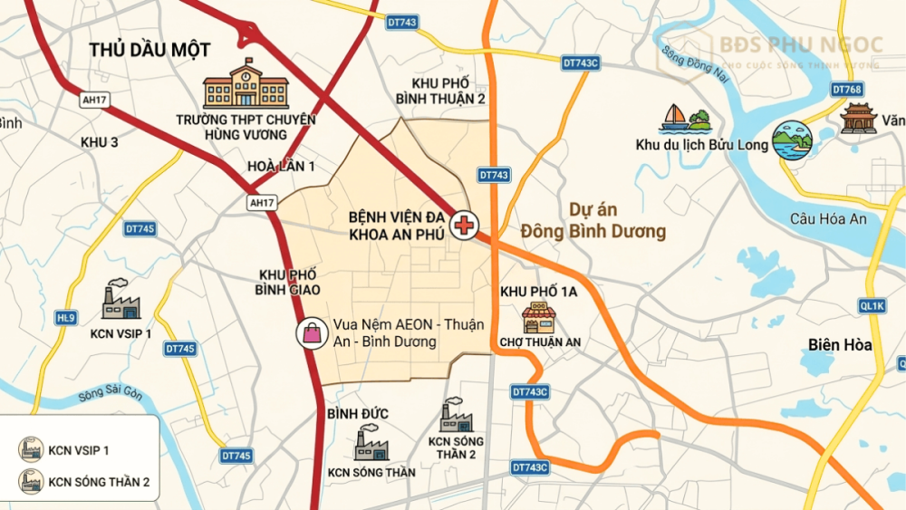 Vị trí chiến lược giúp Đông Bình Dương trở thành trung tâm kết nối liên vùng Bình Dương - Đồng Nai - TP.HCM